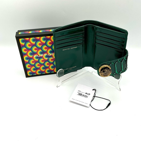 Kurt Geiger Snake Print Green Chelsea Fold Wallet #1019 - Picture 3 of 3